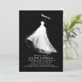 Quinceañera Birthday Einladung Black (Stehend Vorderseite)