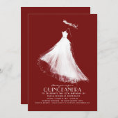 Quinceañera Birthday Einladung Burgundy Red (Vorne/Hinten)