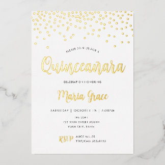 Quinceanera Birthday Gold REAL FOIL Confetti Folieneinladung