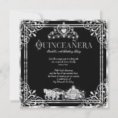 Quinceanera Birthday Horriage Black Silver 2 Einladung (Vorderseite)