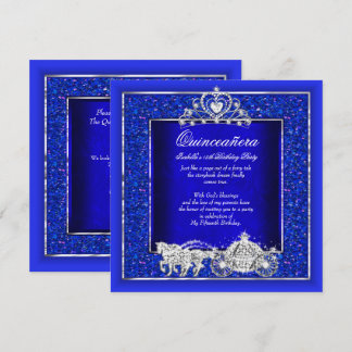 Quinceanera Birthday Horriage Royal Blue Einladung