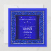 Quinceanera Birthday Horriage Royal Blue Einladung (Rückseite)
