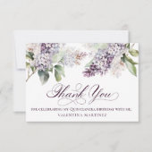 Quinceanera Birthday Lila Lilac Spring Blume Dankeskarte (Vorderseite)