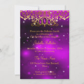 Quinceanera Birthday Lila Magenta Tiara Gold Einladung (Rückseite)