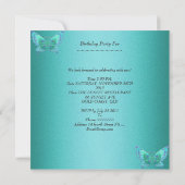 Quinceañera Birthday Party Blue White Butterfly Einladung (Rückseite)