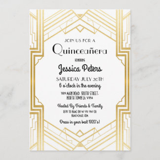 Quinceanera Birthday Party Gatsby Art Deco Einladu Einladung