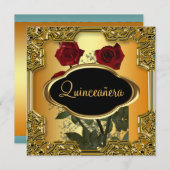 Quinceanera Birthday Party Gold Einladung (Vorne/Hinten)