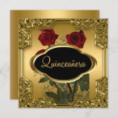 Quinceanera Birthday Party Gold Einladung (Vorne/Hinten)