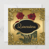 Quinceanera Birthday Party Gold Einladung (Vorderseite)