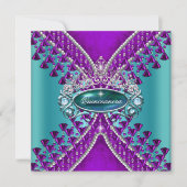 Quinceanera Birthday Party Lila Aquamarin Blue Einladung (Vorderseite)