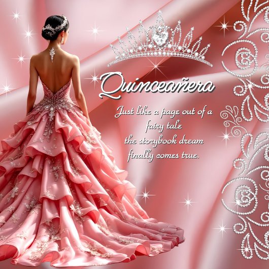 Quinceanera Birthday Party Rosa Kleid Tiara Einladung