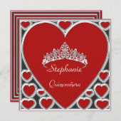 Quinceañera Birthday Party Rote Party Einladung (Vorne/Hinten)