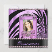 Quinceanera Birthday Party Zebra Lilac Pearl Einladung (Vorderseite)