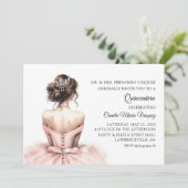 Quinceañera Birthday Pink Princess Einladung (Stehend Vorderseite)