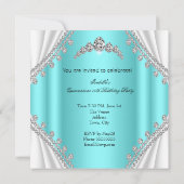 Quinceañera Birthday Princess Aquamarin Diamond Einladung (Rückseite)