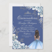 Quinceañera Birthday Royal Blue Einladung (Vorderseite)