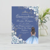 Quinceañera Birthday Royal Blue Einladung (Stehend Vorderseite)
