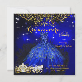 Quinceanera Birthday Royal Blue Fairytale Tiara Einladung
