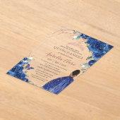 Quinceañera Birthday Royal Blue Floral Brown Girl Acryleinladungen (Ablage )