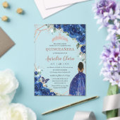 Quinceañera Birthday Royal Blue Floral Brown Girl Acryleinladungen (In Situ (Hochzeit))