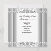 Quinceañera Birthday Silver White Pearl Lace Einladung (Rückseite)