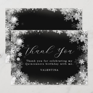 Quinceanera Birthday Winter Wonderland Schneeflock Dankeskarte