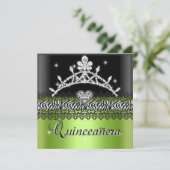 Quinceanera Birthday Zebra Lime Green Schwarz-weiß Einladung (Stehend Vorderseite)