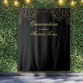 Quinceanera Black and Gold Foto Stand Hintergrund Wandteppich