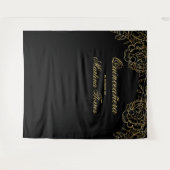 Quinceanera Black and Gold Foto Stand Hintergrund Wandteppich (Vorderseite (Horizontal))