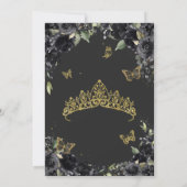 Quinceañera Black Floral Butterfly, Mädchen im Kle Einladung (Rückseite)