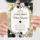 Quinceañera Black & Gold Crown Mexican Butterfly Einladung<br><div class="desc">Quinceañera Black & Gold Crown mexikanische Schmetterling Einladung Mis Quince 15 Anos,  16.</div>