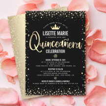 Quinceañera Black Gold Foil Glitzer Princess Crown