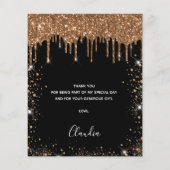 Quinceanera Black Gold Glitzer Danke Haushalt Flyer (Hinten)