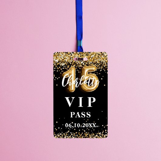 Quinceanera Black Gold Vip Party Pass Ausweis