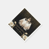 Quinceañera Black Ivory Gold Wasserfarbe Serviette (Ecke)