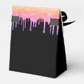 Quinceanera Black Pink Glitzer vielen Dank Geschenkschachtel (Rückseite)