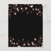 Quinceanera Black Rose Gold Stern Einladung Flyer (Hinten)