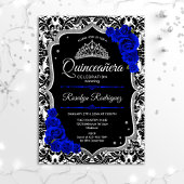 Quinceanera - Black Royal Blue Silver Einladung