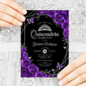 Quinceanera Black Silver Lila Einladung