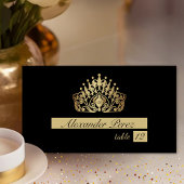 Quinceanera Black und Gold Prinzessin Tiara Crown Platzkarte