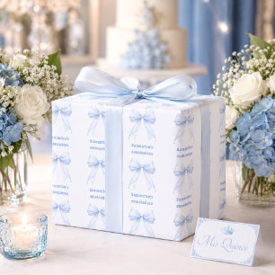Quinceanera blaue Schleife Perlen Geschenkpapier