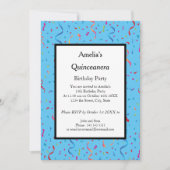 Quinceanera blauen Konfetti Geburtstagsfeier Einla Einladung (Vorderseite)
