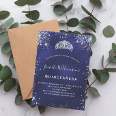 Quinceanera blauer Glitzer Staub Tiara Krone Einladung