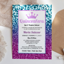 Quinceañera Blauer Lila Elegante Spanische Einladu