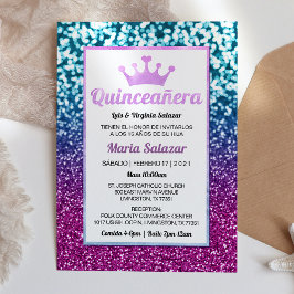 Quinceañera Blauer Lila Elegante Spanische Einladu