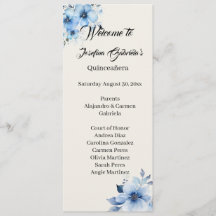 Quinceanera blaues doppelseitiges Programmkarte
