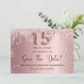 Quinceanera Blink Pink Save the Date (Stehend Vorderseite)