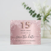 Quinceanera Blink Pink Save the Date Silberkarte (Stehend Vorderseite)