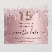 Quinceanera Blink Pink Save the Date Silberkarte (Vorderseite)