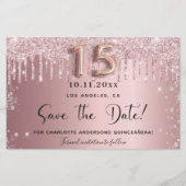 Quinceanera Blink Pink Save the Date Silberkarte (Vorderseite)